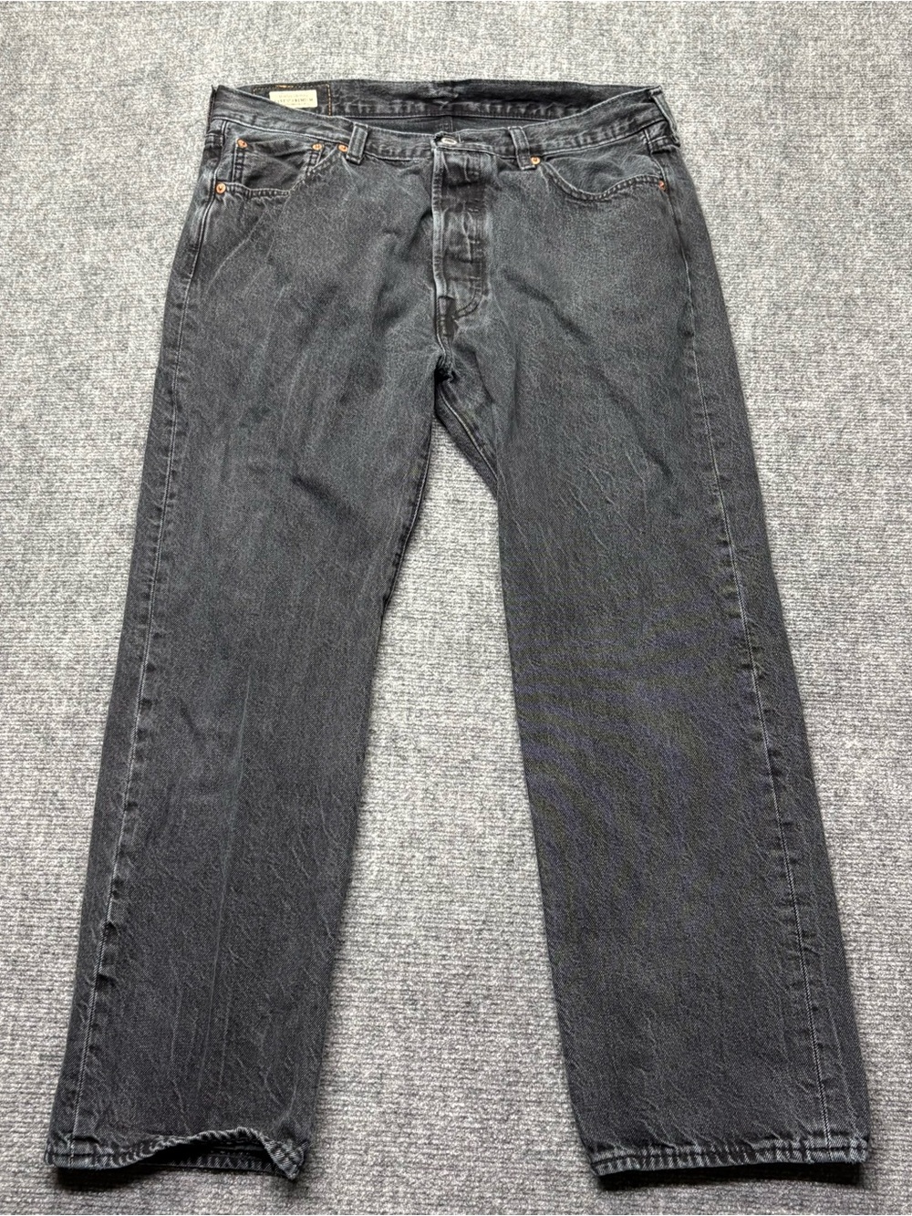 Levis Premium 501 Jeans Mens 36x28 Black Straight Button Fly 100% Cotton Denim